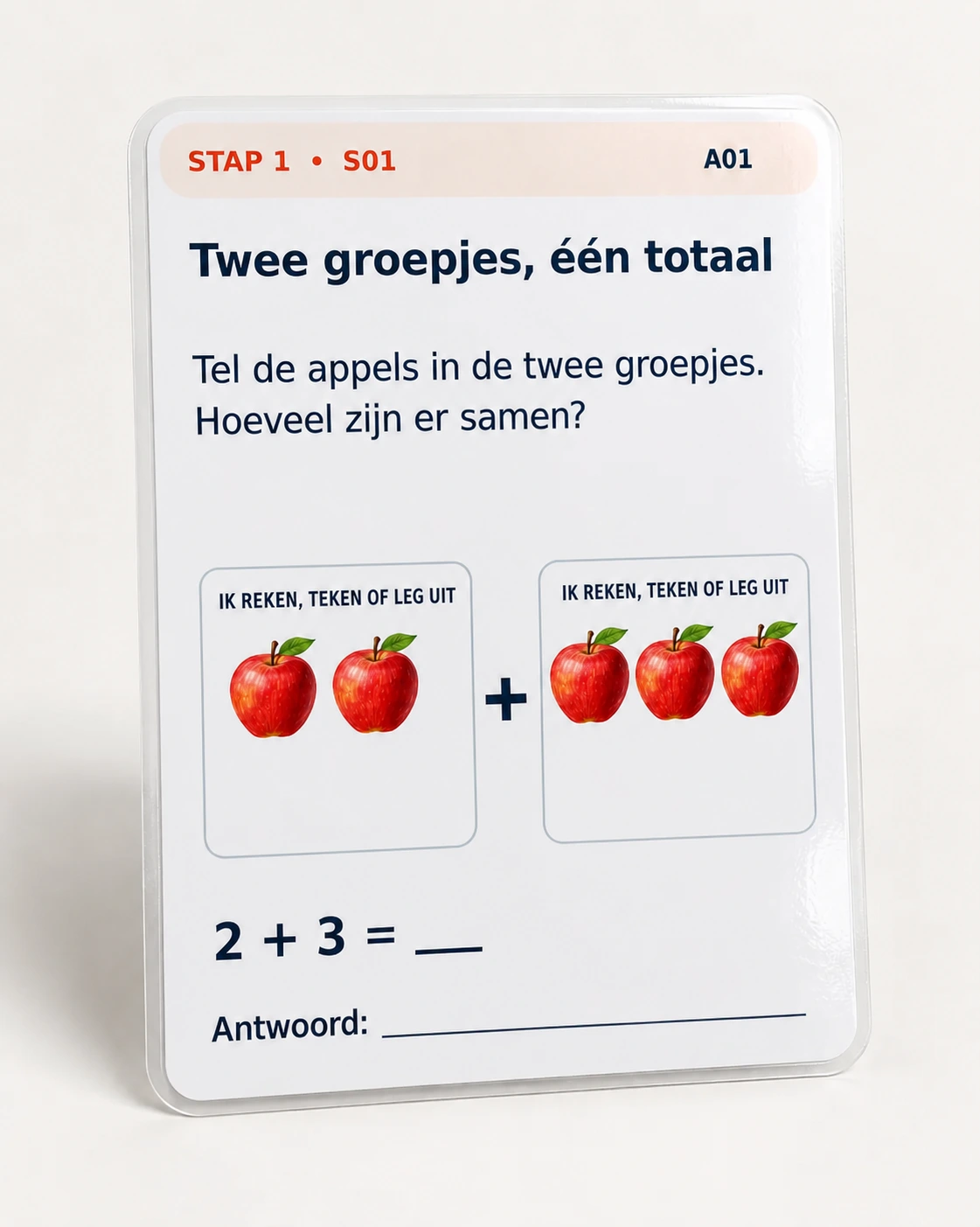 Voorbeeld van een oefenkaart uit stap 1