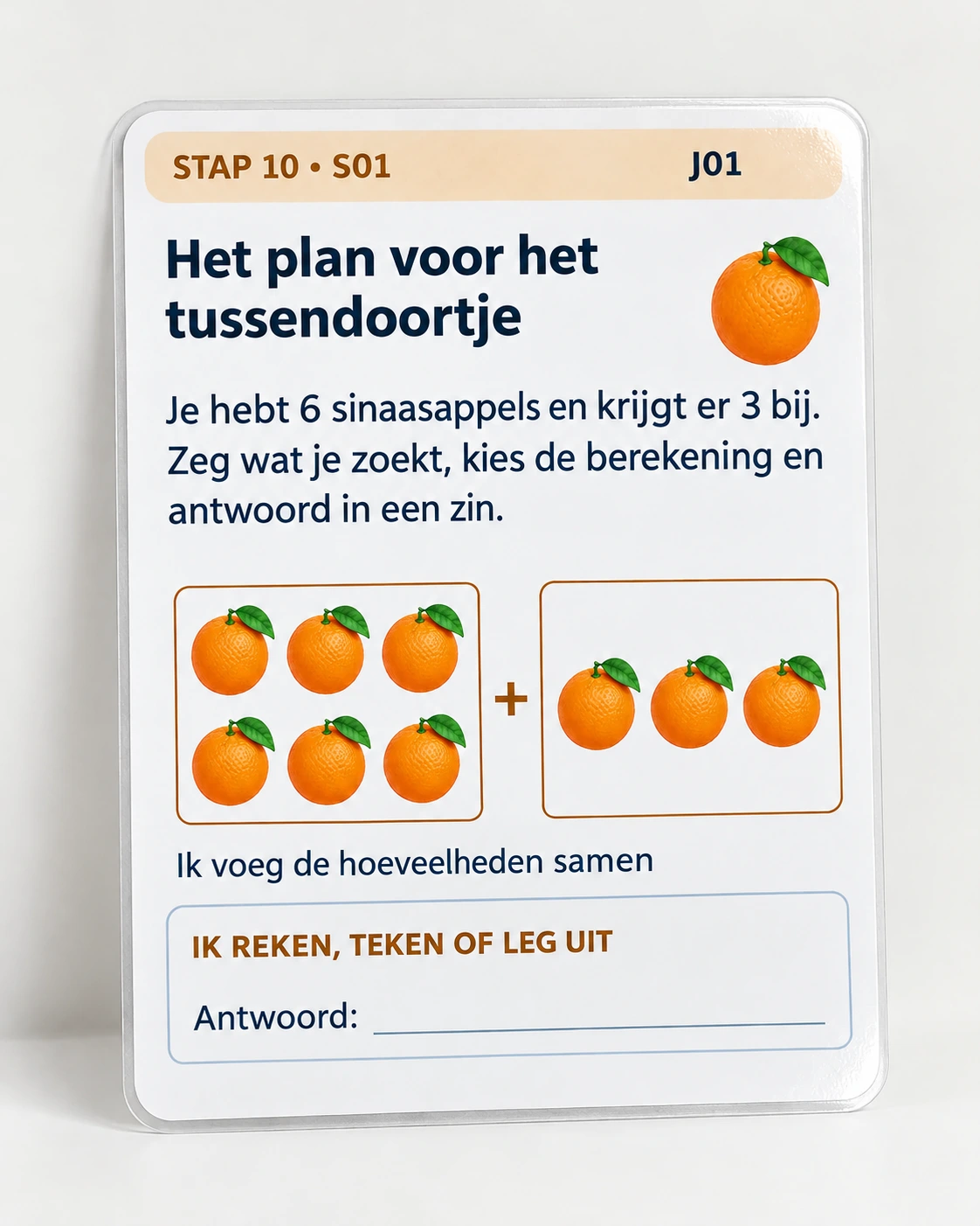 Voorbeeld van een oefenkaart uit stap 10
