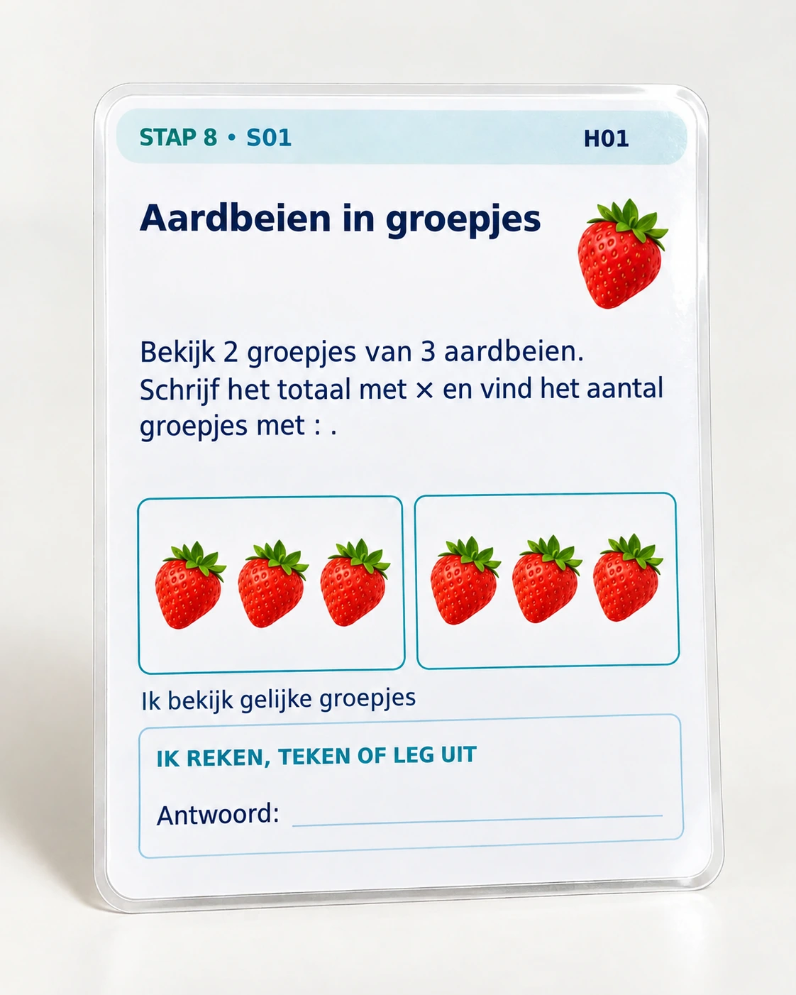 Voorbeeld van een oefenkaart uit stap 8
